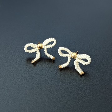 Image for Ivory Bow Earrings | Glass Beads