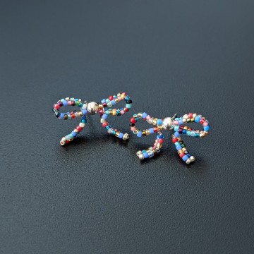 Image for Silver Candy Bow Earrings | Glass Beads