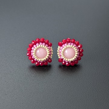 Image for Sweet Pink Crescent Earrings | Glass Beads