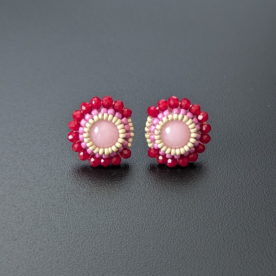Image of Sweet Pink Crescent Earrings | Glass Beads